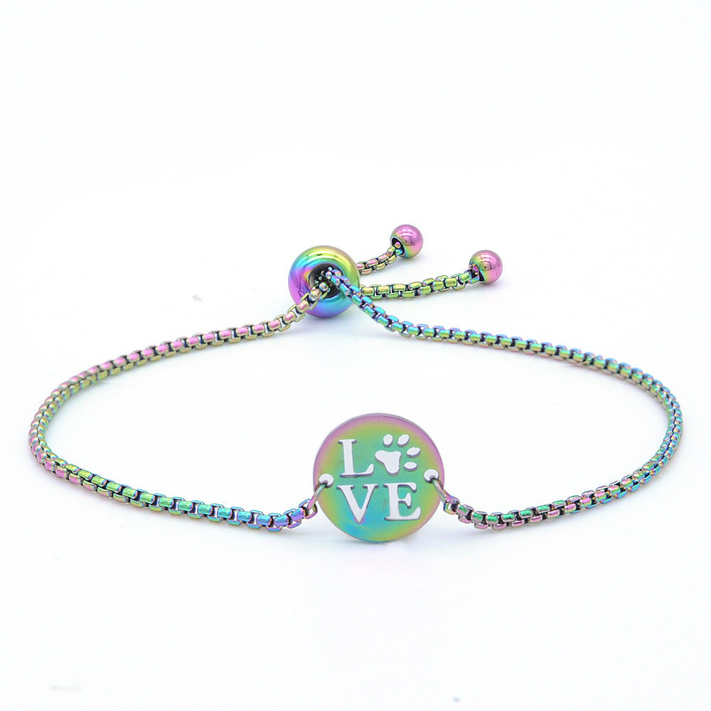 Children's Bracelets: Anodised Steel "Pet Love" Bracelets