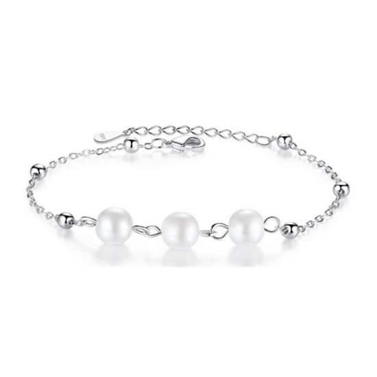 Children's, Teens' and Mothers' Bracelets:  Sterling Silver, Ball and Pearl Bracelets with Gift Box