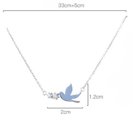 Children's and Teens' Necklaces: Sterling Silver, Rhodium Plated, Swallow Necklace Ages 5 to Teens, with Gift Box