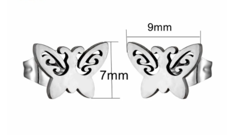 Children's and Teens' Earrings: Surgical Steel Butterfly Earrings