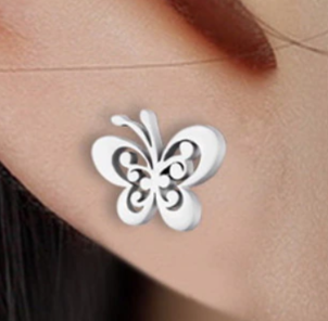 Children's Earrings: Surgical Steel Hearts and Butterflies x 3 Pair Set # 14