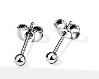 Baby and Children's Earrings:  Titanium 3mm Ball Studs ( TITANIUM 6AL-4VELI ASTM F-136)