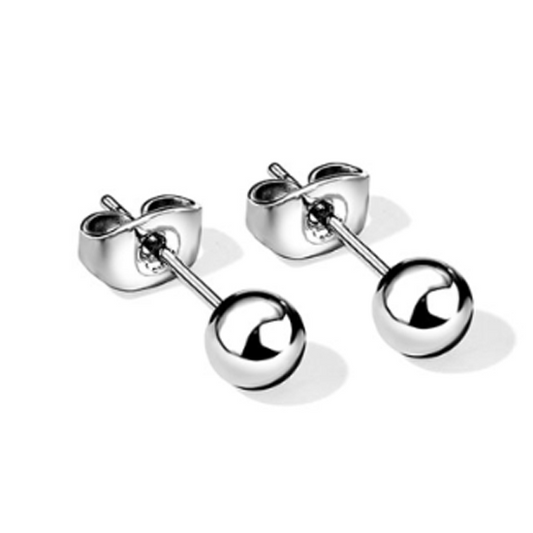 Children's and Teens' Earrings: Titanium 5mm Ball Studs ( TITANIUM 6AL-4VELI ASTM F-136)
