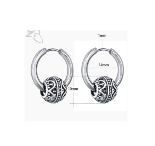 Teens' and Mothers' Earrings: Surgical Steel Polished Hoops with Punk Style Floating Ball