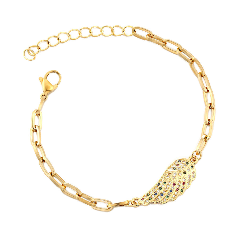 Children's, Teens Bracelets:  Surgical Steel, Gold IP, Sparkly CZ Wing Bracelets