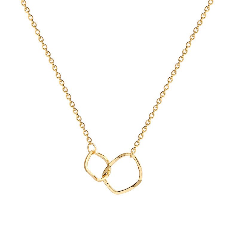 Children's or Mother/Daughter Necklaces: Titanium Gold IP Irregular Circle Necklaces with Gift Box