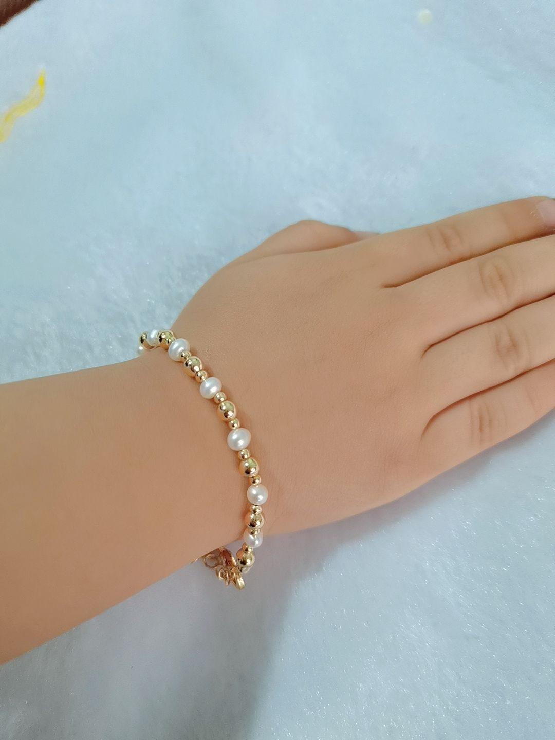 Baby Bracelets: 18k Gold Filled, Freshwater Pearl Bracelets 13cm + Extension - 6 - 24 months with Gift Box