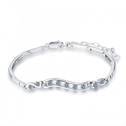 Children's and Teens' Bracelets:  Sterling Silver, White CZ Bangle Bracelets