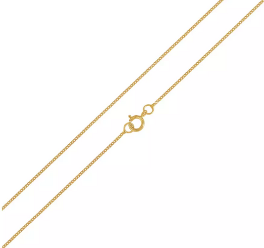 Children's and Teens' Chains:  9k Solid Gold Curb Chain in 16" (40cm)