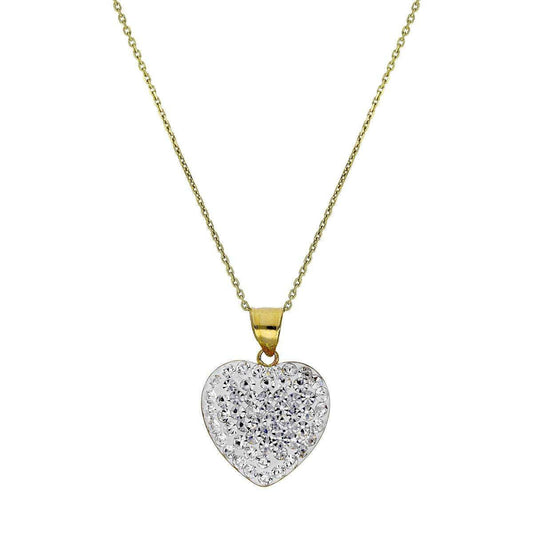 Children's and Teens' Pendants: Solid 9k Gold, White Crystal Hearts with Gift Box