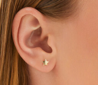 Children's Earrings:  14k Gold Polished Stars with Screw Back Earrings and Gift Box Ages 1 - 12