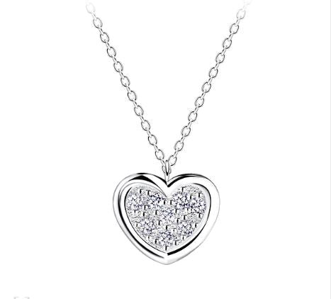 Children's Necklaces: Sterling Silver CZ Encrusted Heart Necklaces