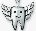 silver plated smiling tooth with wings tooth fairy charm