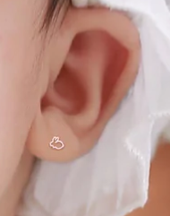 Baby and Children's Earrings: Surgical Steel, Gold IP Open Bunny Rabbits