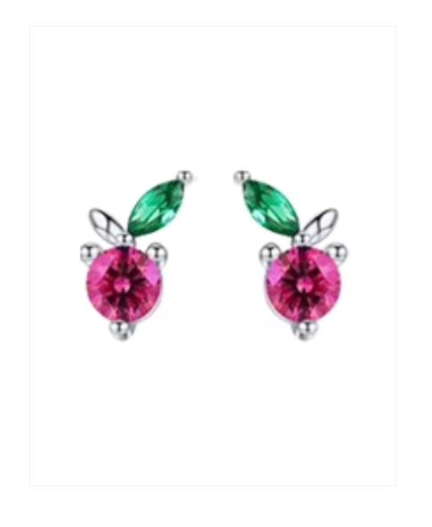 Baby and Children's Earrings: Sterling Silver CZ Apple Earrings