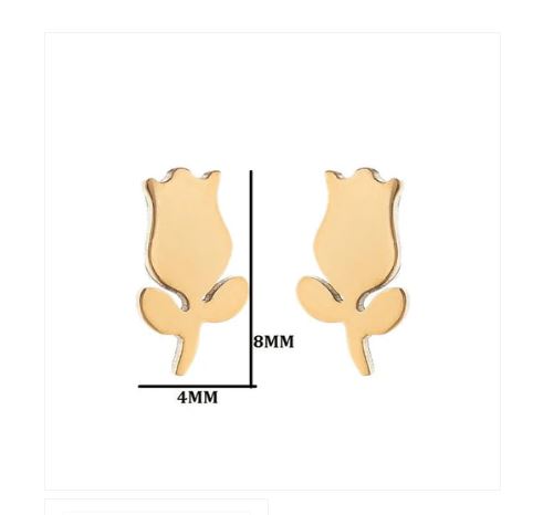 Baby and Children's Earrings: Surgical Steel Gold IP Tulip Earrings