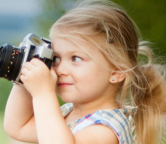 Baby and Children's Earrings: Sterling silver, Pink and White Crystal Butterfly Earrings