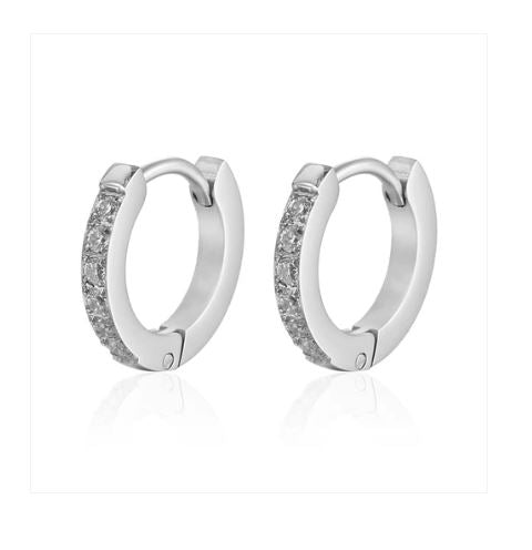Children's Earrings: Surgical Steel Clear CZ Huggies Ages 4 - 12