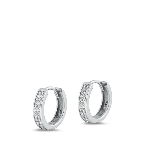 Children's Earrings:  Sterling Silver Double Row CZ Huggies