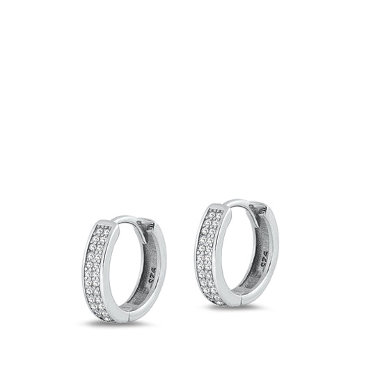 Children's Earrings:  Sterling Silver Double Row CZ Huggies