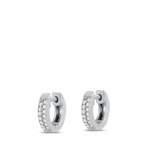 Children's Earrings:  Sterling Silver Double Row CZ Huggies