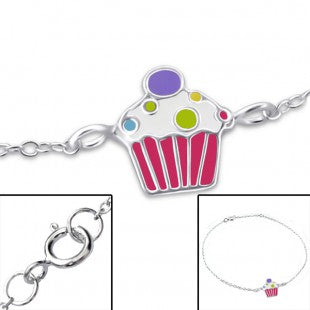 Children's Necklaces:  Sterling Silver Cupcake Necklace 39cm Chain