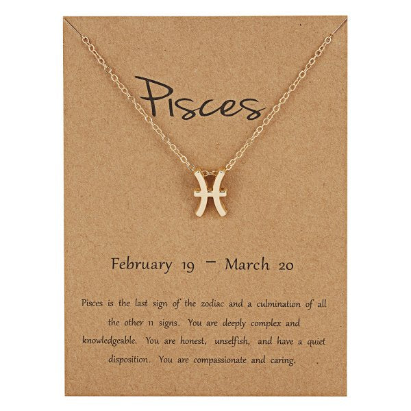 Children's Necklaces: Steel with Gold IP Birthday Gift Zodiac Necklaces - Pisces