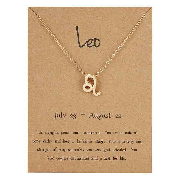 Children's Necklaces: Steel with Gold IP Birthday Gift Zodiac Necklaces - Leo
