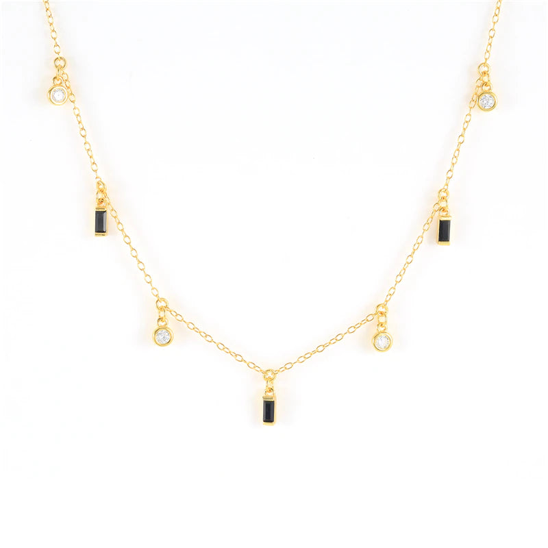Children's and Teens' Necklaces: 14k Gold over Sterling Silver with Black CZ Dangles