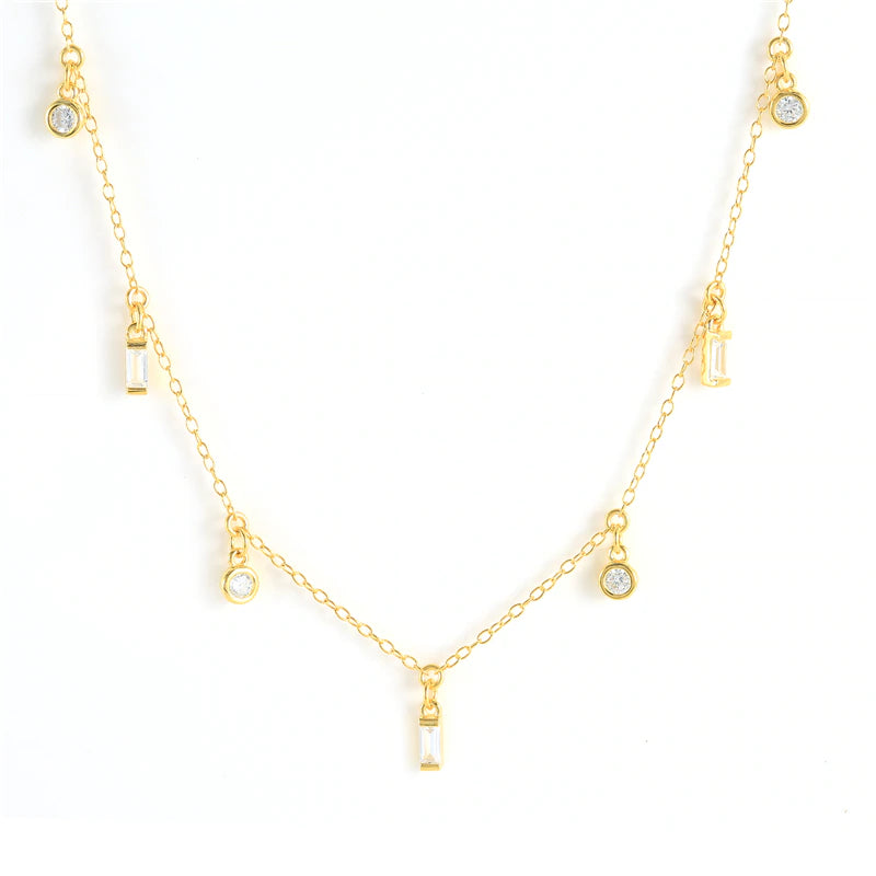 Children's and Teens' Necklaces: 14k Gold over Sterling Silver with Black CZ Dangles