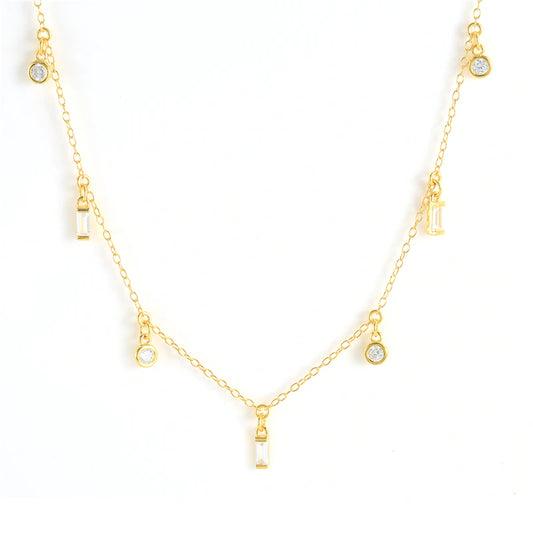 Children's and Teens' Necklaces: 14k Gold over Sterling Silver with Dark Blue CZ Dangles