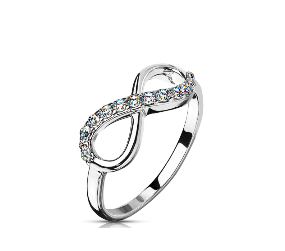 Children's Rings: Rhodium Plated Surgical Steel Infinity Rings with CZ Size 5