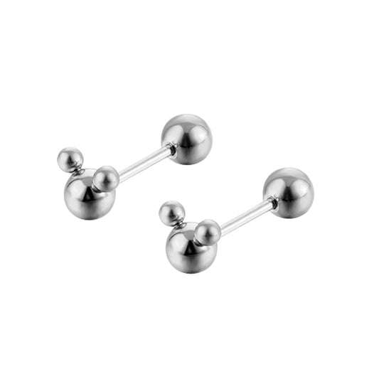 Baby and Children's Earrings:  Surgical Steel Reversible Mouse Ball Studs with Screw Backs