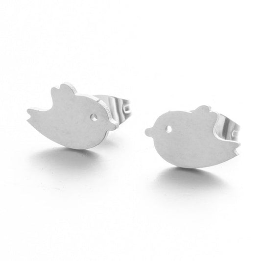 Children's Earrings: Surgical Steel, Gold IP Baby Bird Earrings with Push Backs