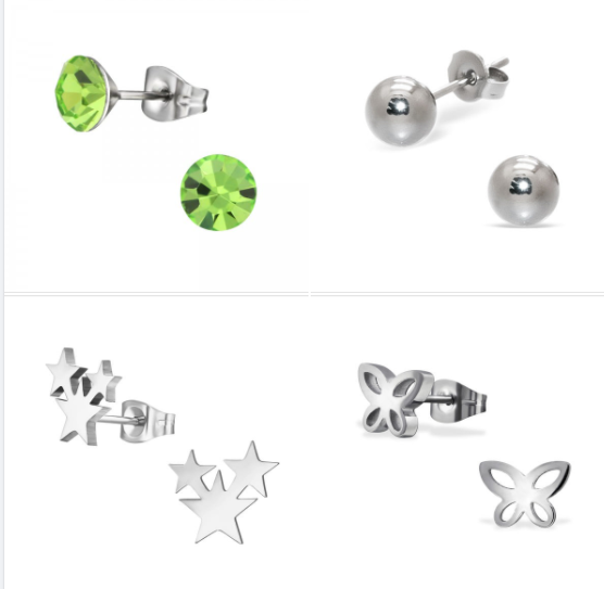 Teens', Adults and Children's Earrings: Surgical Steel Earrings Gift Set 11