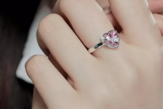 Children's and Teens' Rings: Sterling Silver, Pink, CZ Ribbon-Wrapped Heart Rings, Adjustable, with Gift Box