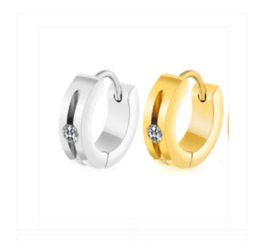Children's, Teens' and Mothers' Earrings:  Set of 2 Pairs of Titanium Huggies with CZ