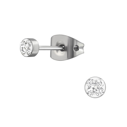 Baby Earrings:  Titanium Clear Crystal Baby Earrings