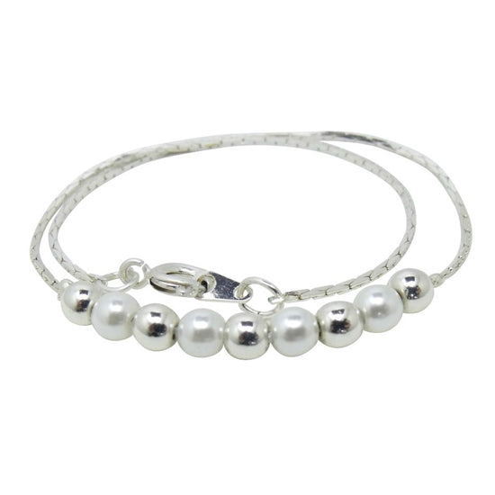 Children's Anklets:  Silver Plated Anklets with Pearls and Silver Balls
