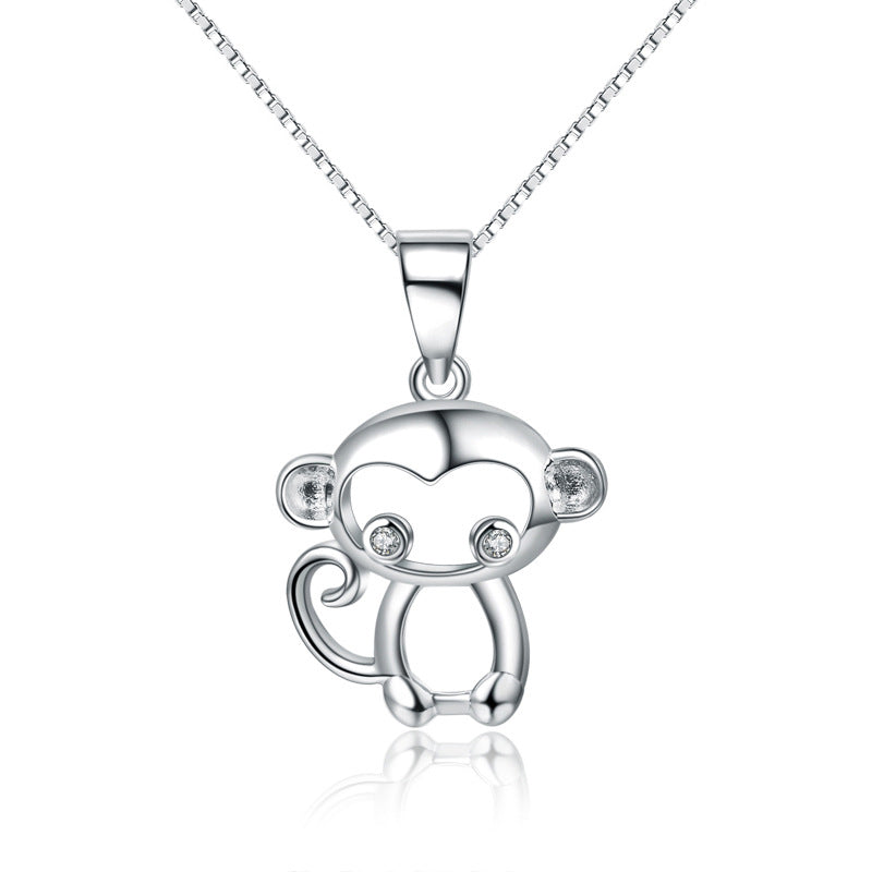 Children's Necklaces: Sterling Silver Cheeky Monkeys on 14" Sterling Silver Chain