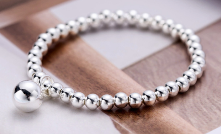 Children's Bracelets: Sterling Silver Ball Bracelet 16cm, with Ball Charm and Gift Box