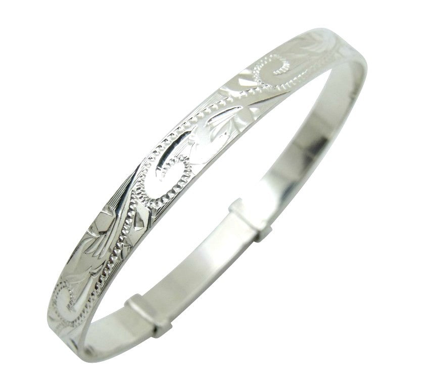 Childrens silver hot sale bangles engraved