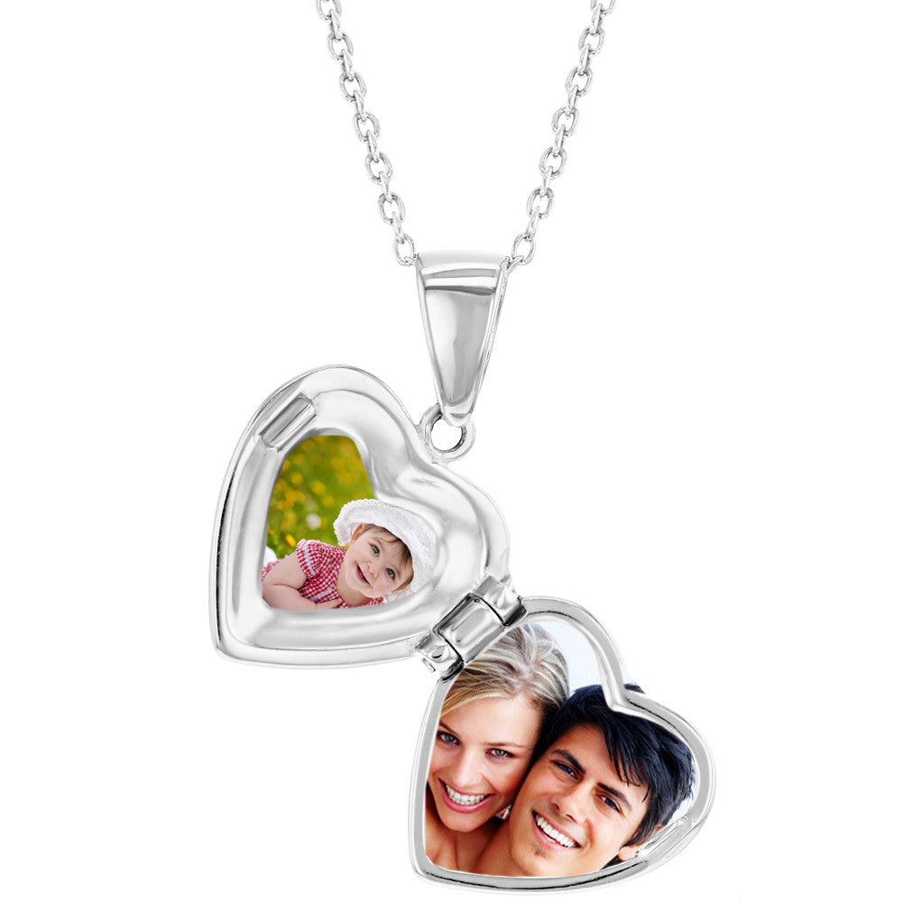 Children's Necklaces:  Sterling Silver Cross Heart Locket Necklaces