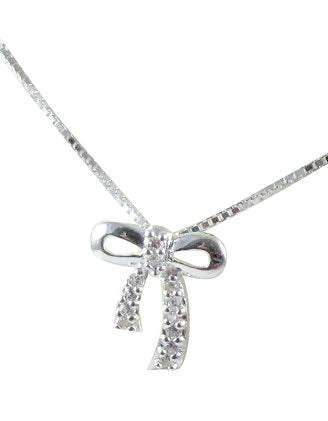 Children's Necklaces: Sterling Silver, CZ Bow Necklaces