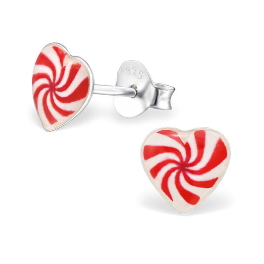 Children's Earrings: Sterling Silver Spiral Heart Studs