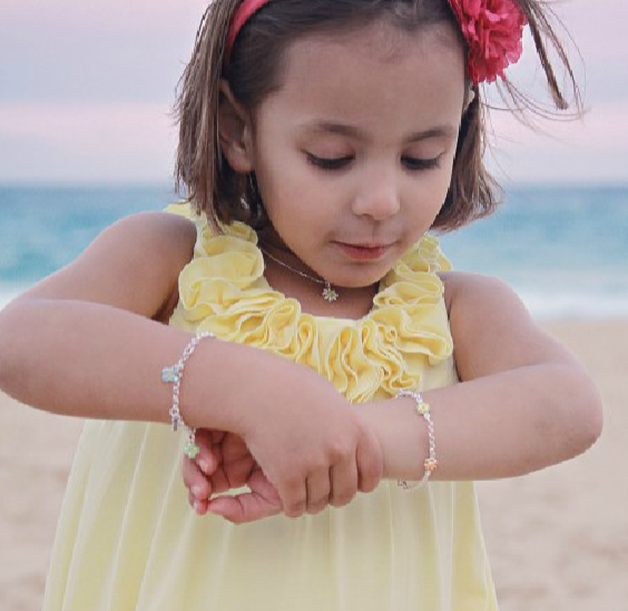 Baby and Children's Bracelets:  Sterling Silver, Hand Enameled Flower Bracelets NOW HALF PRICE