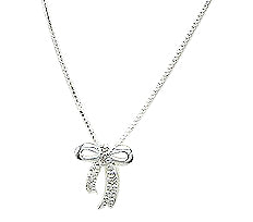 Children's Necklaces: Sterling Silver, CZ Bow Necklaces