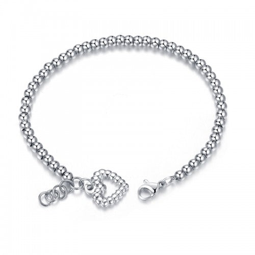 Children's, Teens' and Mothers' Bracelets: Titanium with Rose Gold IP Ball Bracelets with Heart and Gift Box