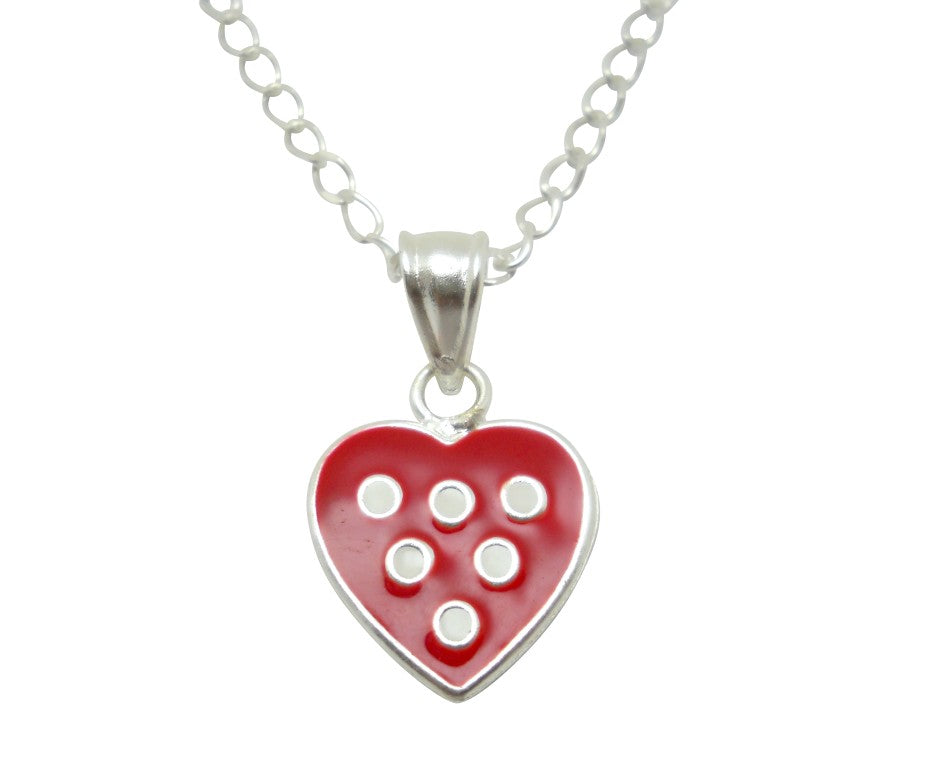 Baby and Children's Necklaces: Sterling Silver Red with White Dots and Choice of Chain Length