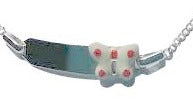 Children's Bracelets:  Sterling Silver Identity Bracelets with White/Red Dotty Butterfly